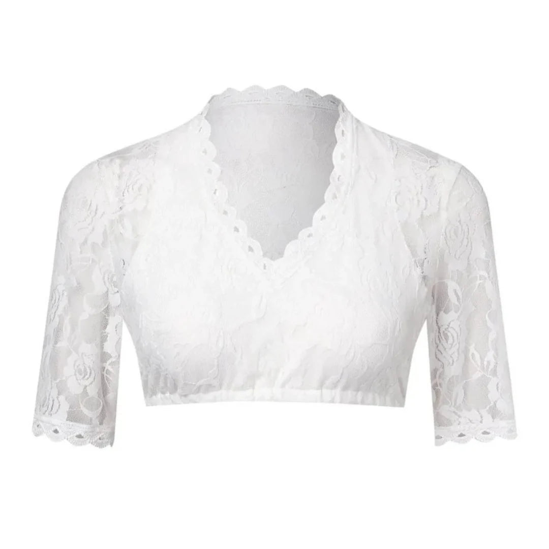 Women's Crop Top Floral Lace Deep V-Neck Elastic Hem