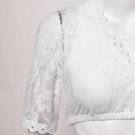 Women's Crop Top Floral Lace Deep V-Neck Elastic Hem