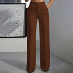 Women's Dress Pants High-Waist Straight-Leg Wrinkle-Resistant Polyester