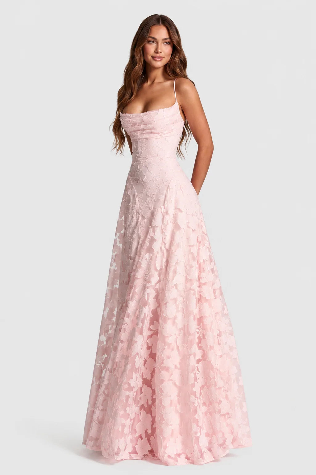 Women's Dress Raised 3D Floral Lace A-Line Midi Maxi Adjustable Straps