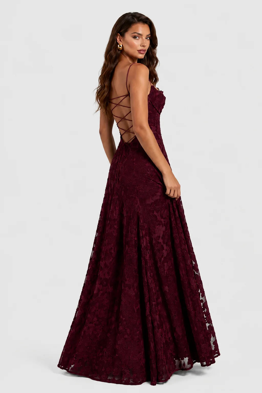 Women's Dress Raised 3D Floral Lace A-Line Midi Maxi Adjustable Straps
