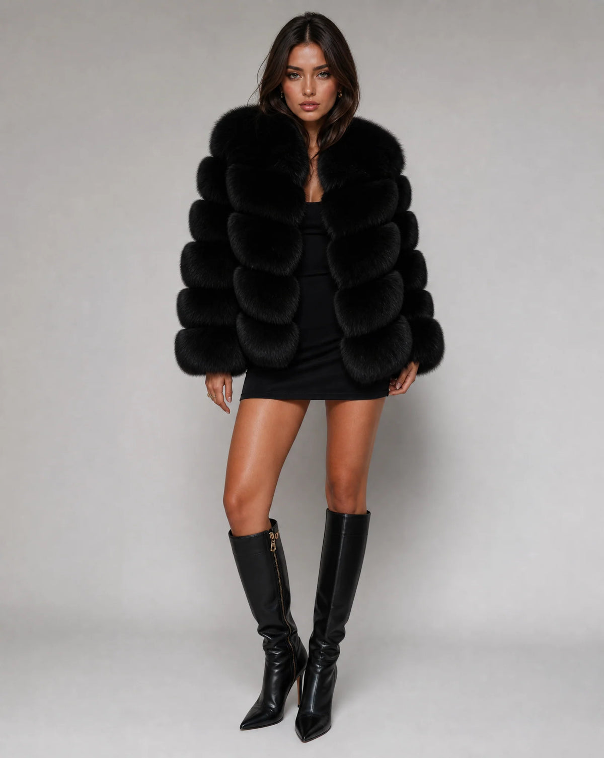 Women's Faux Fur Jacket Soft Warm Tailored Fit