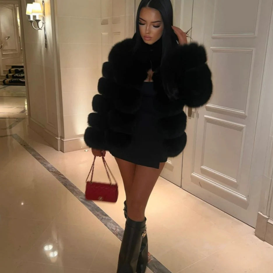Women's Faux Fur Jacket Soft Warm Tailored Fit