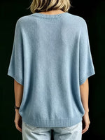Women’s Knit Top Loose Fit Batwing Sleeves Crew Neck
