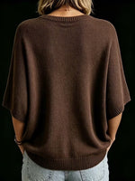 Women’s Knit Top Loose Fit Batwing Sleeves Crew Neck