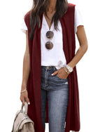 Women's Knit Vest Open Front Short Sleeve Machine Washable
