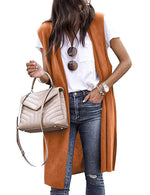 Women's Knit Vest Open Front Short Sleeve Machine Washable