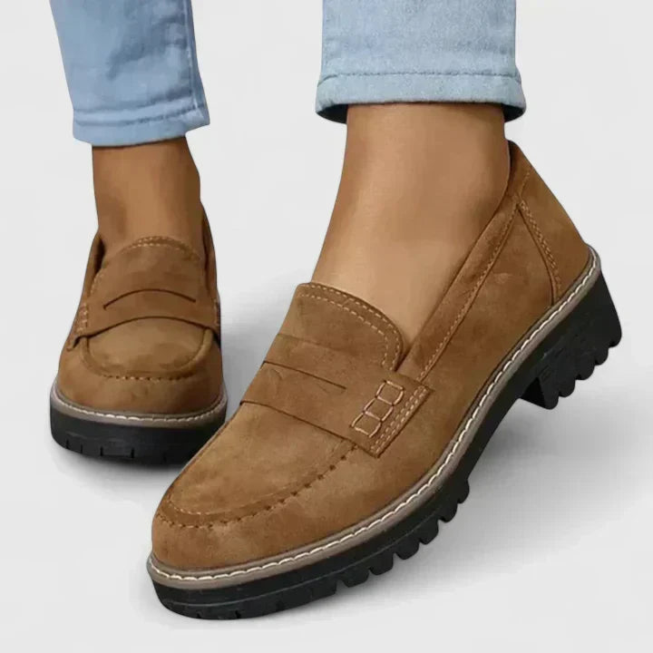 Women's Loafers Slip-On Cushioned Insole Lug Outsole Traction