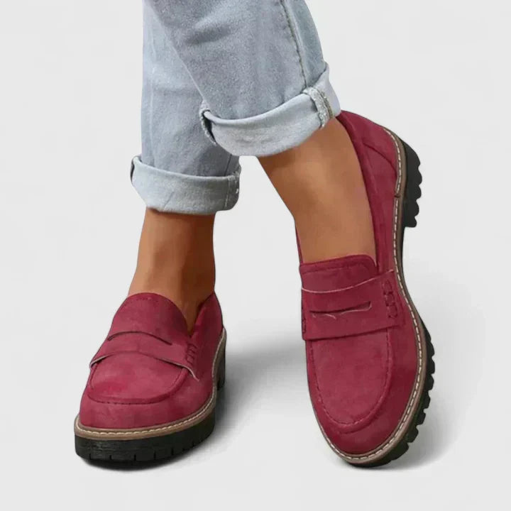 Women's Loafers Slip-On Cushioned Insole Lug Outsole Traction