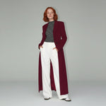 Women's Long Coat Slim Fit Mid-Calf Lined With Structured Shoulders