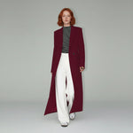 Women's Long Coat Slim Fit Mid-Calf Lined With Structured Shoulders