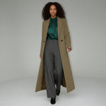 Women's Long Coat Slim Fit Mid-Calf Lined With Structured Shoulders