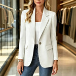 Women's Longline Blazer Tailored Lapel Single-Button Closure