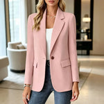 Women's Longline Blazer Tailored Lapel Single-Button Closure