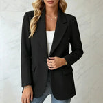 Women's Longline Blazer Tailored Lapel Single-Button Closure