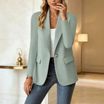 Women's Longline Blazer Tailored Lapel Single-Button Closure