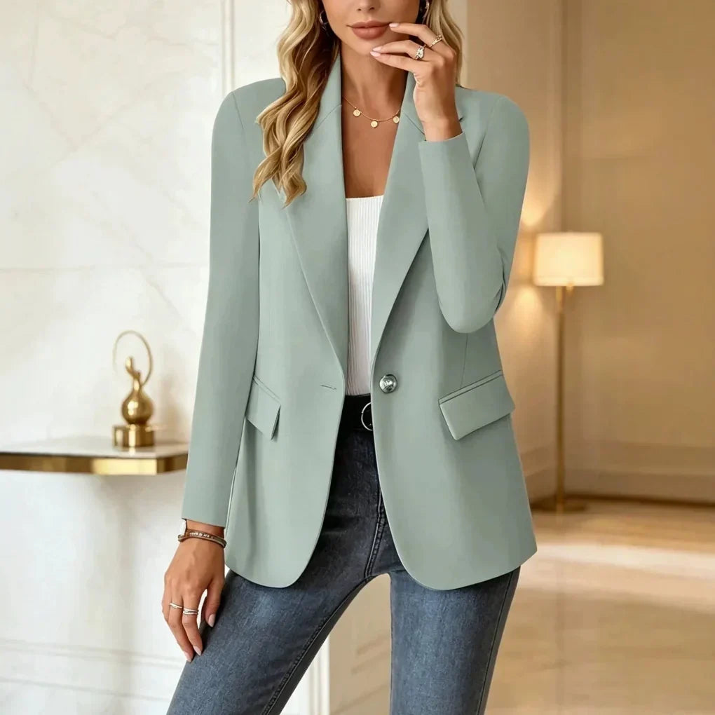 Women's Longline Blazer Tailored Lapel Single-Button Closure