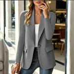 Women's Longline Blazer Tailored Lapel Single-Button Closure