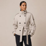 Women's Pea Coat Cotton Blend Adjustable Belted Waist