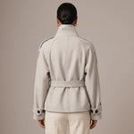 Women's Pea Coat Cotton Blend Adjustable Belted Waist
