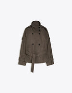 Women's Pea Coat Cotton Blend Adjustable Belted Waist