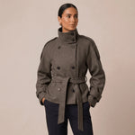 Women's Pea Coat Cotton Blend Adjustable Belted Waist