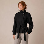 Women's Pea Coat Cotton Blend Adjustable Belted Waist