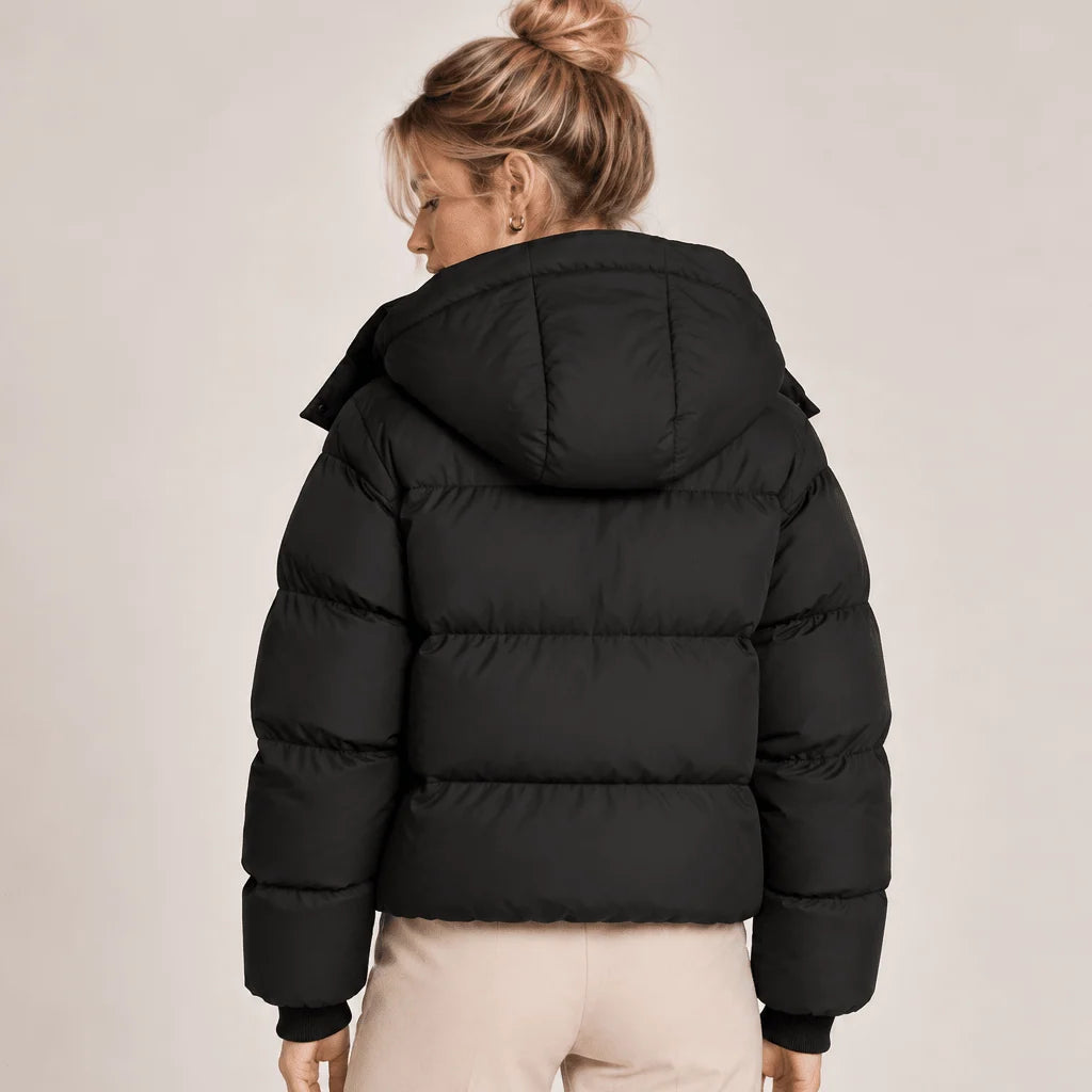 Women's Puffer Jacket Quilted Padded Oversized Hood Full Zip