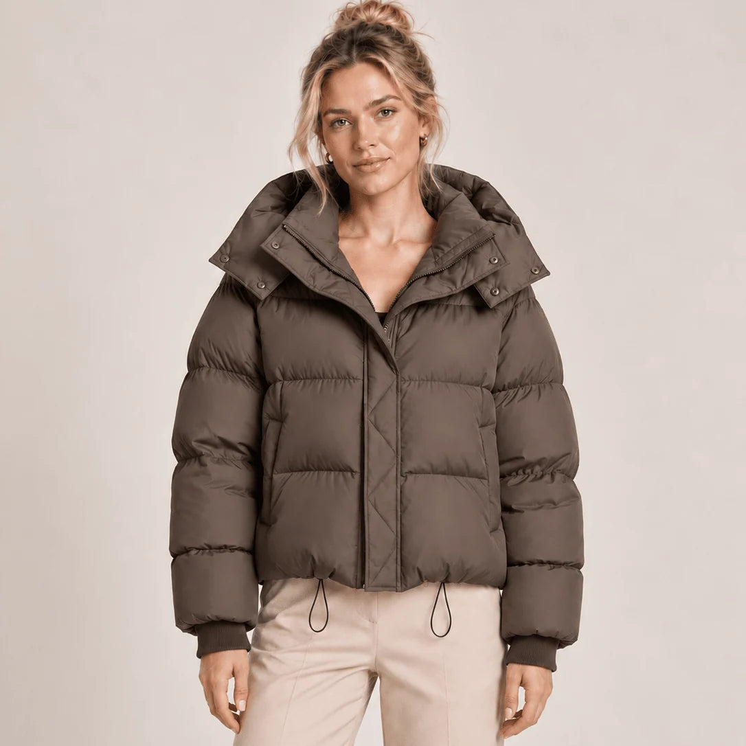 Women's Puffer Jacket Quilted Padded Oversized Hood Full Zip