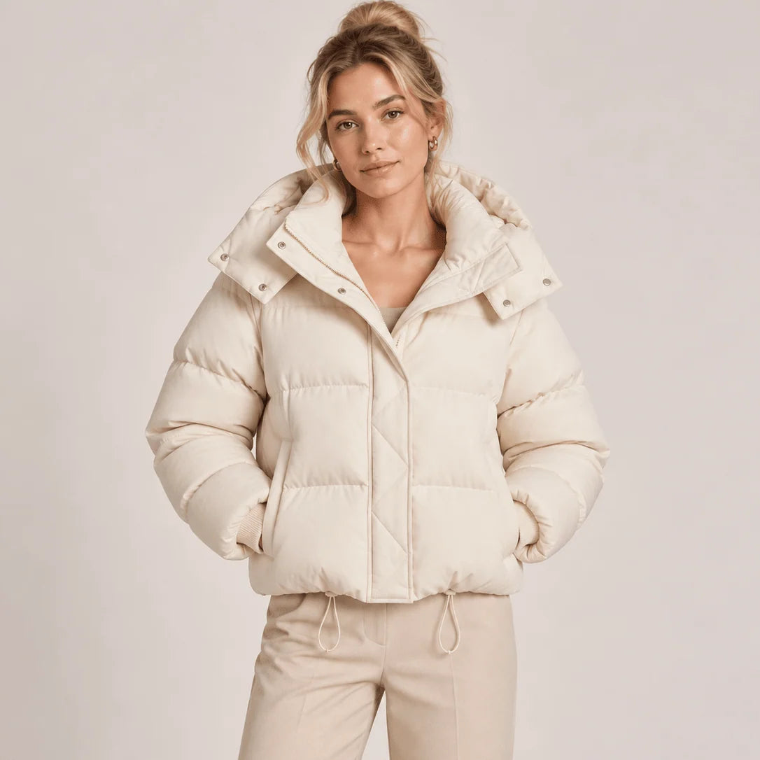 Women's Puffer Jacket Quilted Padded Oversized Hood Full Zip