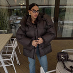 Women's Quilted Jacket Oversized Fit Water-Repellent High Shawl Collar