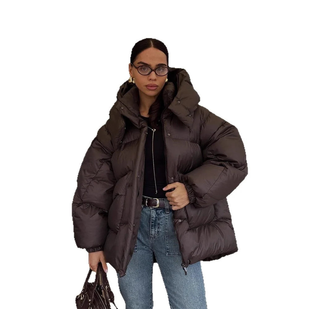 Women's Quilted Jacket Oversized Fit Water-Repellent High Shawl Collar