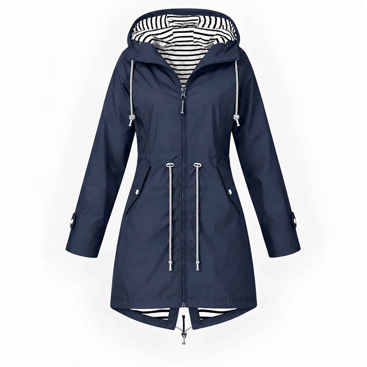 Women's Rain Jacket Waterproof Longline Adjustable Hood
