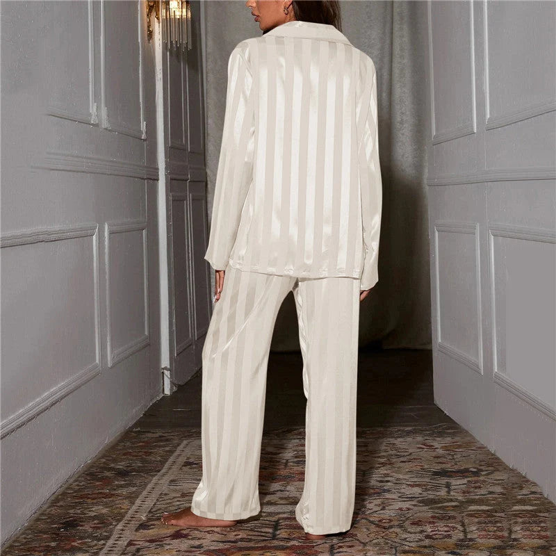 Women's Silk Pajama Set Soft Blouse & Pants for All Seasons