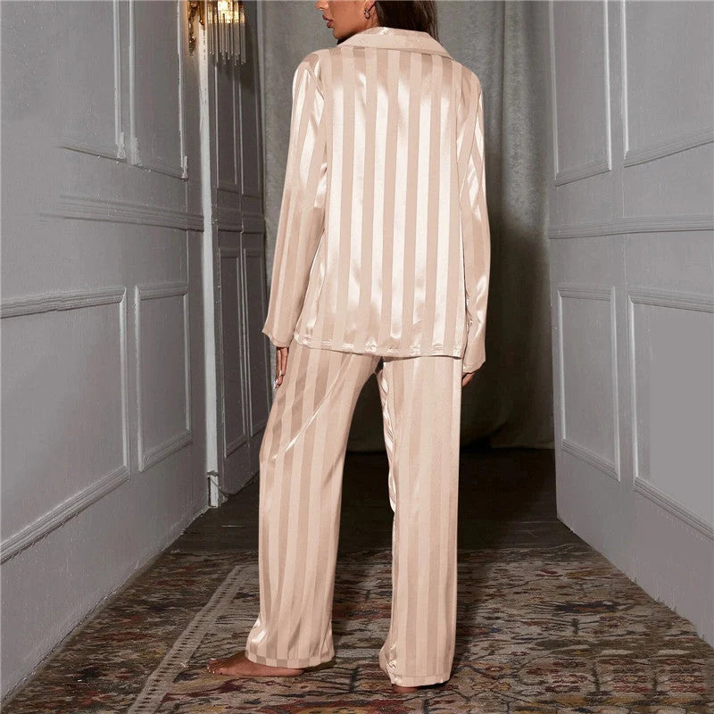 Women's Silk Pajama Set Soft Blouse & Pants for All Seasons
