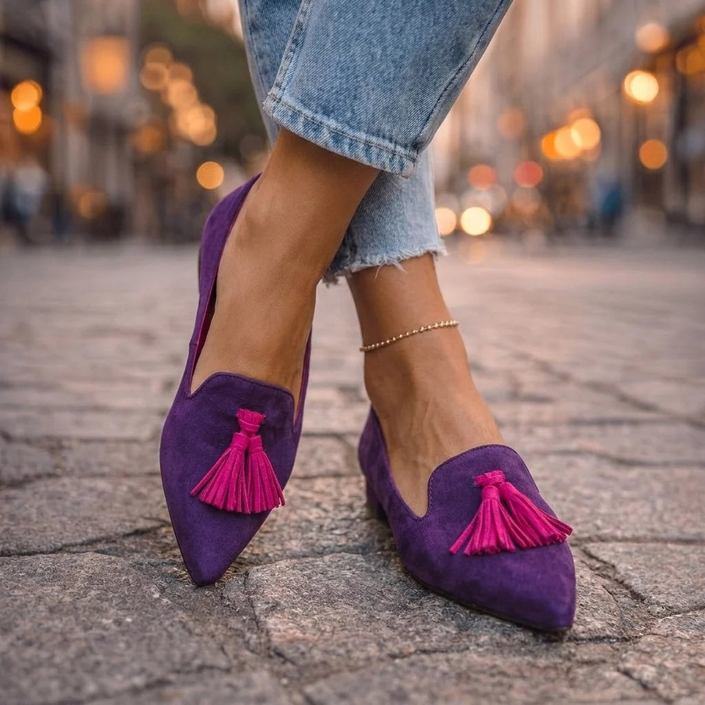 Women's Slip-On Flats Brushed Flannel Pointed Toe Cushioned Lining