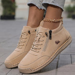 Women's Sneakers Ankle-Height Side-Zip Lace-Up Closure