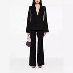 Women's Suit Set Cape Sleeve Blazer Flared Trousers
