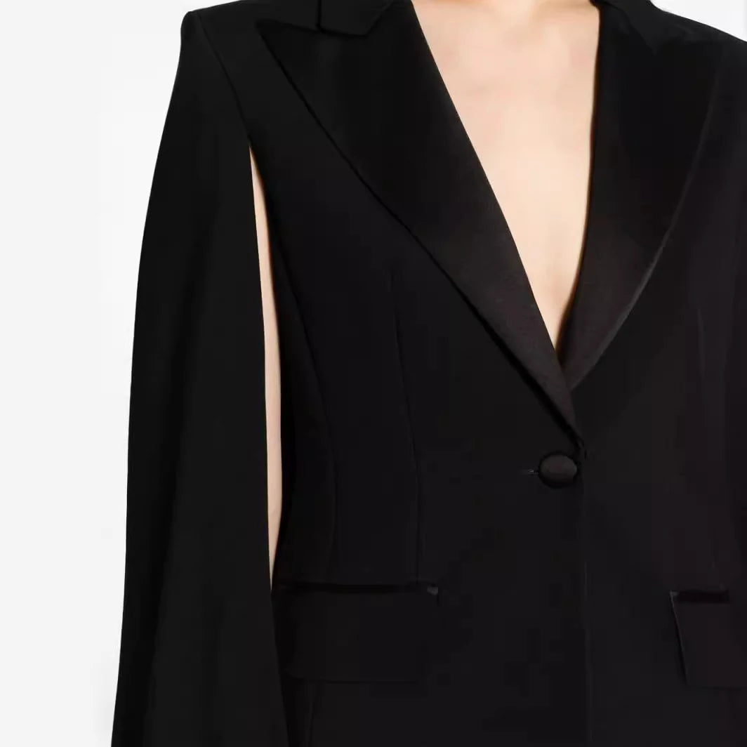 Women's Suit Set Cape Sleeve Blazer Flared Trousers