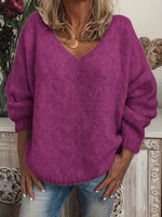 Women's Sweater Chunky Knit V-Neck Relaxed Fit