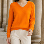 Women's Sweater Fine Wool V-Neck Relaxed Fit