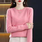 Women's Sweater Soft Lightweight Fine Knit Crew Neck Long Sleeve