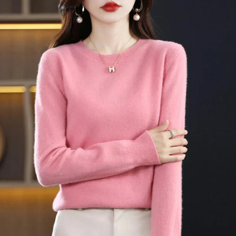 Women's Sweater Soft Lightweight Fine Knit Crew Neck Long Sleeve