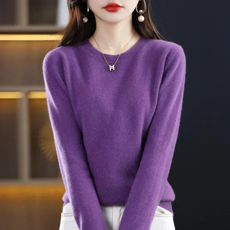 Women's Sweater Soft Lightweight Fine Knit Crew Neck Long Sleeve