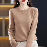 Women's Sweater Soft Lightweight Fine Knit Crew Neck Long Sleeve