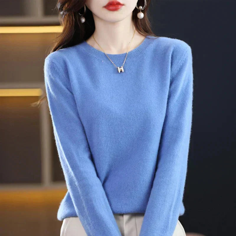 Women's Sweater Soft Lightweight Fine Knit Crew Neck Long Sleeve