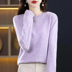 Women's Sweater Soft Lightweight Fine Knit Crew Neck Long Sleeve