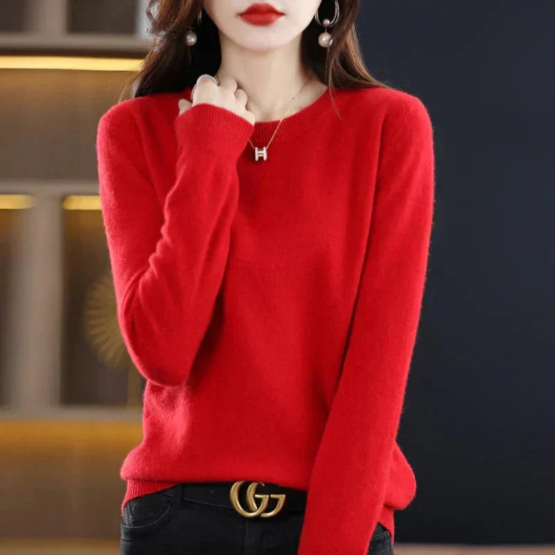 Women's Sweater Soft Lightweight Fine Knit Crew Neck Long Sleeve