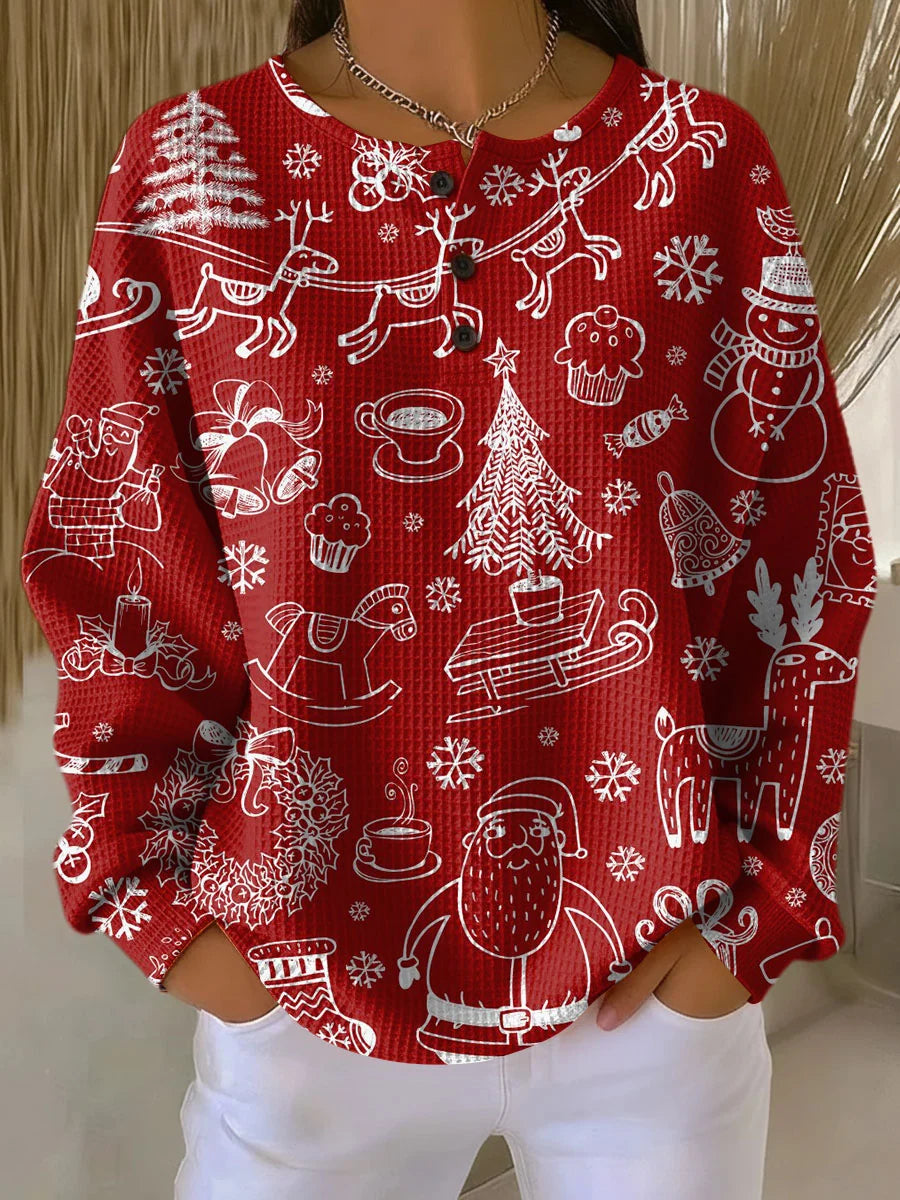 Women's Sweater Thick Waffle Knit Brushed Interior Warmth