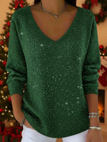 Women's Sweater V-Neck Soft Knit Relaxed Fit